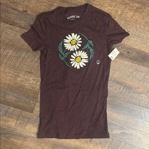 Aeropostale Brown Graphic Fitted Short Sleeve Tee with tags size xs